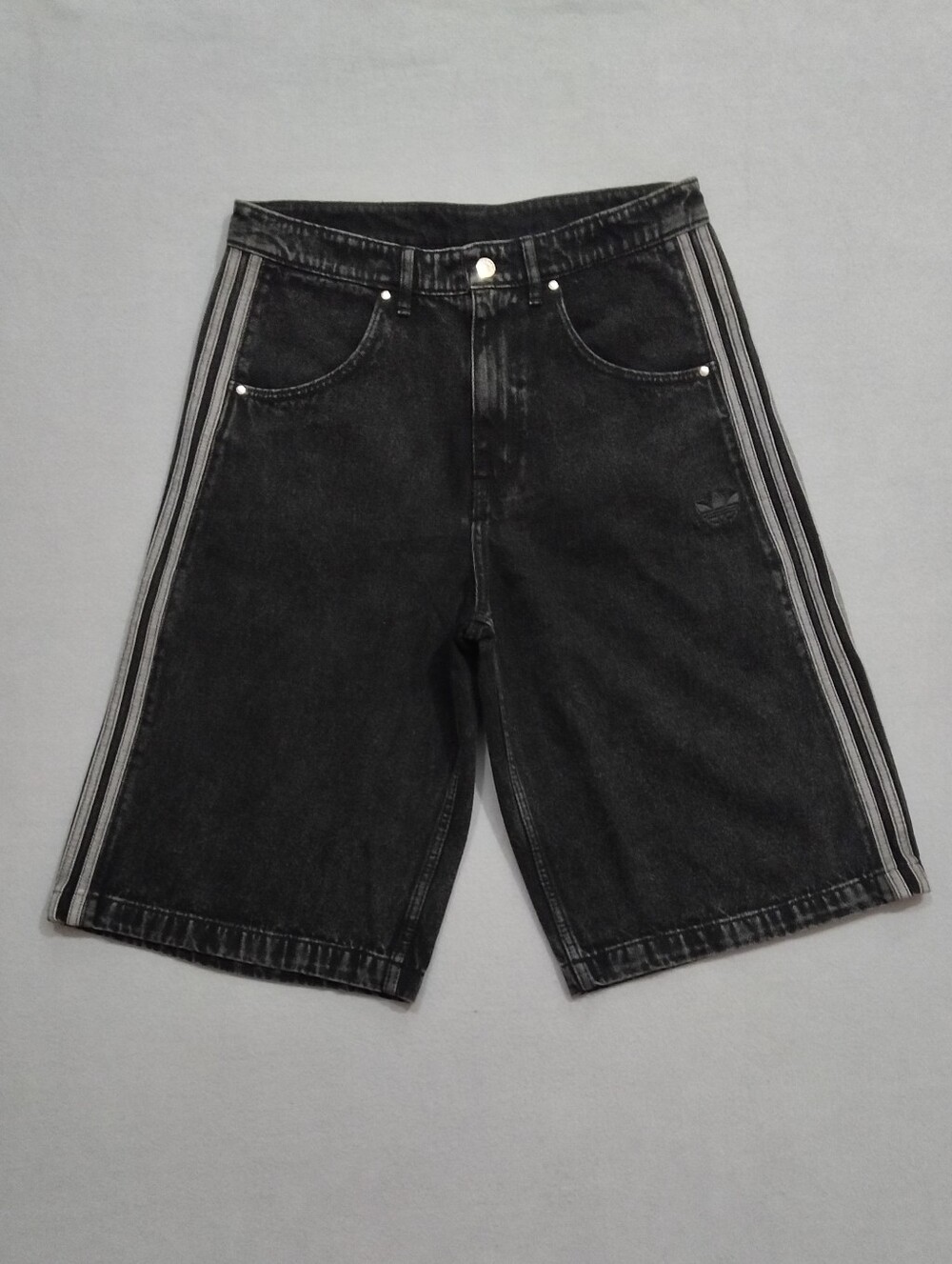 Adidas Firebird Denim Shorts Washed Black JC6719 Relaxed Fit Men's Size 34 Waist